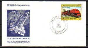 Central Africa, Scott cat. 511 only. Locomotive value. First day cover.