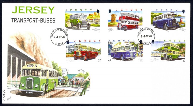 Jersey Sc# 834-839 FDC 1998 Buses