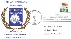 10th ANNIVERSARY OF THE INTERPEX INTERNATIONAL STAMP & COIN SHOW NEW YORK 1968