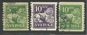 Sweden #116, 118, 120, Coils, Used**-