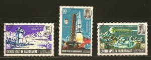 South Arabia Lot of 3 Moon Walk Space Stamps CTO