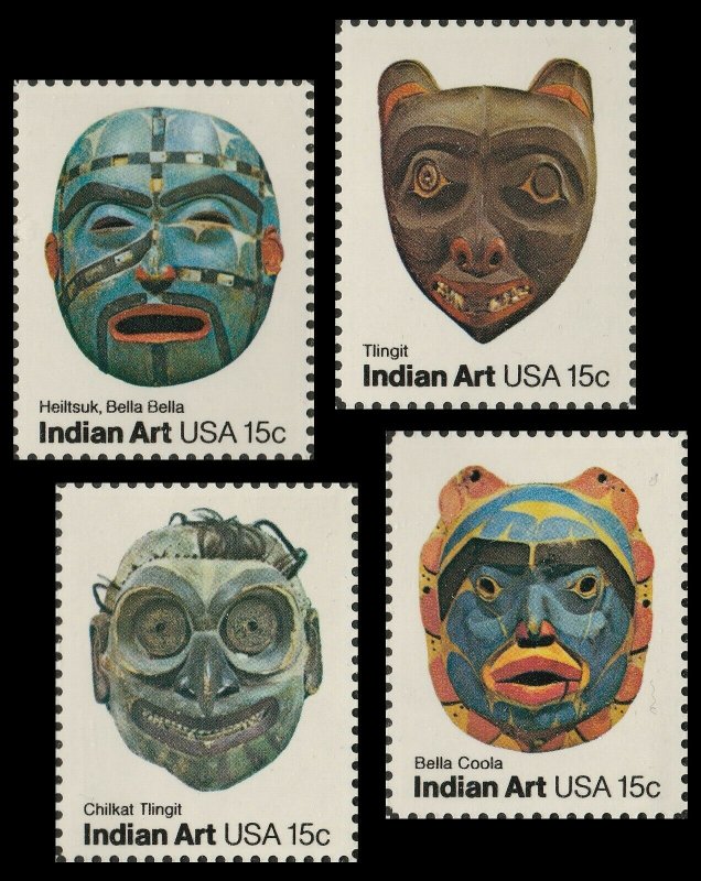 US 1834-1837 Pacific Northwest Indian Masks 15c set 4 MNH 1980
