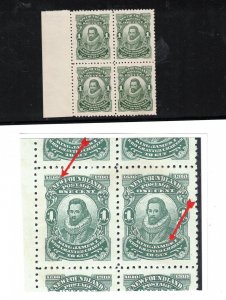 Newfoundland #87xii,ix Extra Fine Never Hinged Block With NFW For New Variety