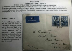 1936 Lagos Nigeria Second Flight Airmail Cover FFC To London England