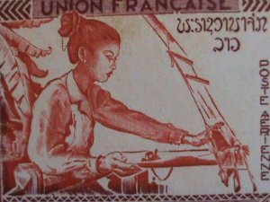 ​LAOS STAMP:1952- SC#C1-4-WOMAN WAVING & HUT  MINT STAMP SET-VERY OLD AIRMAIL