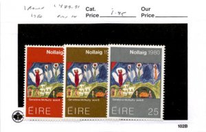 Ireland, Postage Stamp, #489-491 Mint NH, 1980 Christmas (AC)