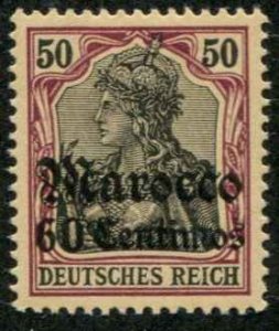 German Offices Morocco SC# 27o/p'd 60 Centiens on Germany 50pf MH