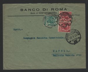 Italy Sc#94,95 Used on Bank of Constantinople Cover to Naples Posta Militare CDS