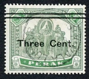 Perak SG86 3c on One Dollar Green and Pale green Kuala Lumpur CDS Cat 160 Pounds