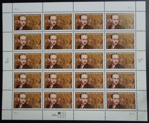 1998 32c Stephen Vincent Benet Scott 3221 Sheet MNH