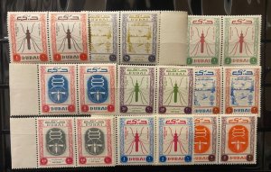 1963 Dubai Anti-Malaria, A Pair Of Full Set, 9 Stamps, MNH, XF