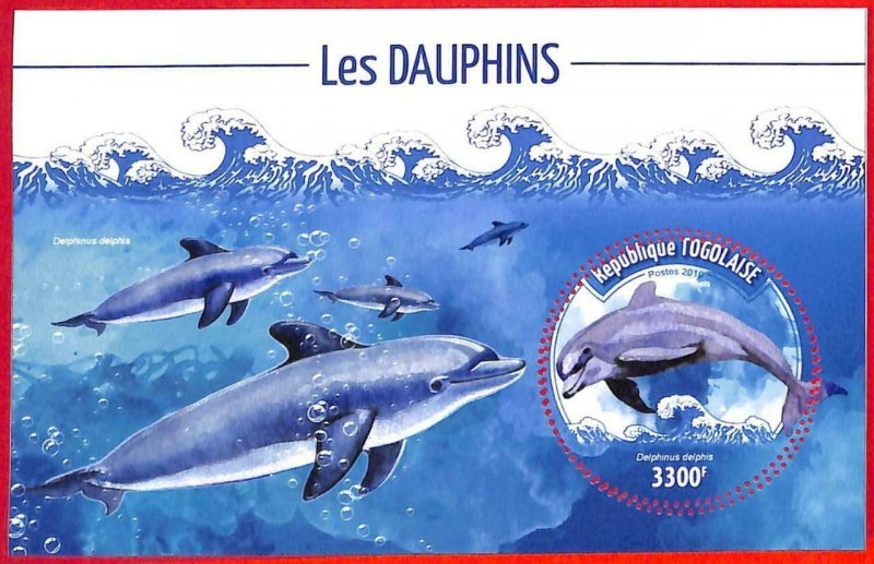 A4951 - TOGO - ERROR MISPERF, Souvenir sheet: 2019, Dolphins, Marine life