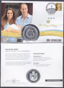 2013 Great Britain 3475FDC + Numis/Medal silver  Prince George Royal Baby.