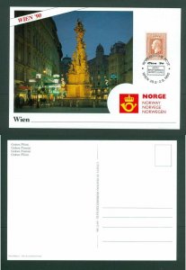 Norway. Card 1990.  Wien 90 Wien, Austria. 10 Kr. King Olav V.