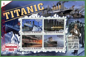 B1248 - BURUNDI - MISPERF ERROR Stamp Sheet - 2023 - Ships, TITANIC-