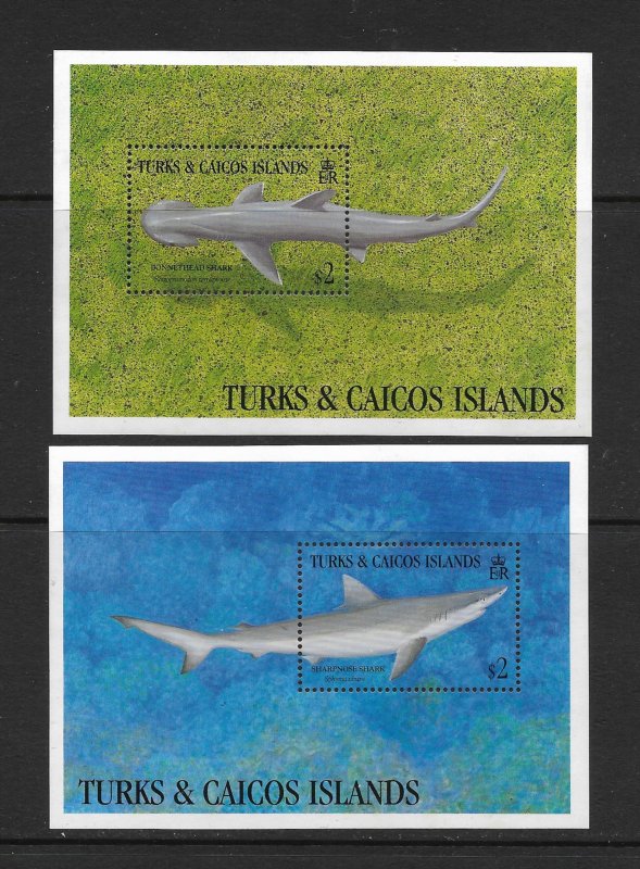 SHARKS  - TURKS & CAICOS ISLANDS #1063-4  BONNETHEAD & SHARPNOSE SHARKS   MNH