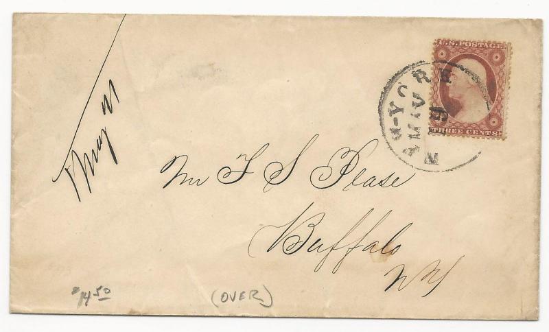US 19th Century Cover Scott #25 tied Black CDS Colorless Embossed ADV Backflap