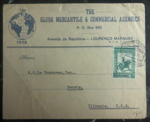 1945 Lorenzo Marques Mozambique Commercial Cover To Peoria IL USA