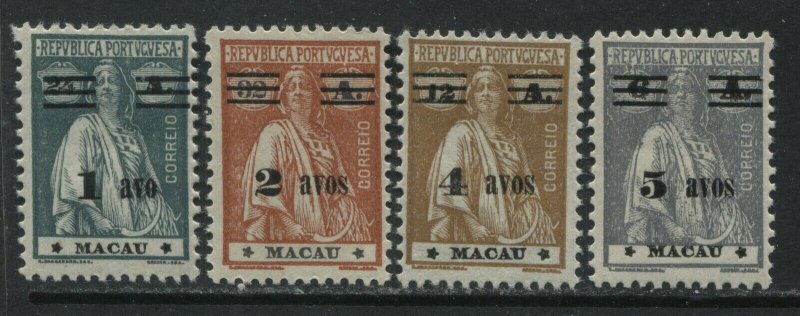 Macao 1933 4 overprints with new values mint o.g. hinged