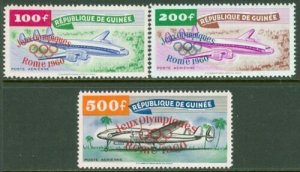 EDW1949SELL : GUINEA 1960 Scott #C24-26 Olympics overprints. VF, Mint OG Cat $72 