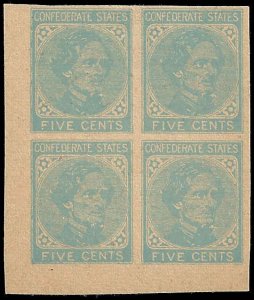 Confederate States - #7 - Facsimile - Block of 4