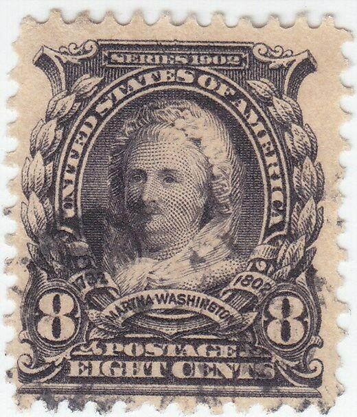 Scott #306 - 8c Violet Black - Martha Washington - Used -SCV - $3.50