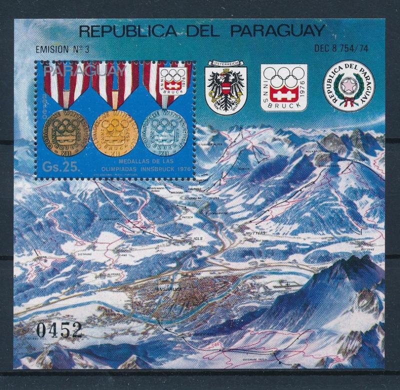 [55087] Paraguay 1976 Olympic games Innsbruck Medals MNH Sheet