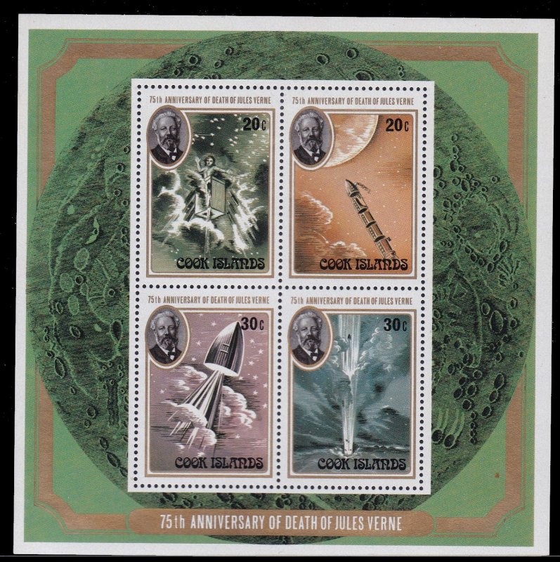 Cook Islands 556-559a, MNH souvenir Sheet of 4 - Jules Verne