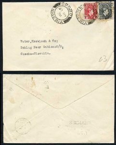 Nigeria KGVI 1d and 2d on Cover to Czechoslovakia