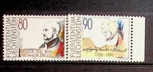 LIECHTENSTEIN Sc 957-8 NH ISSUE OF 1991 - LOYOLA & MOZART