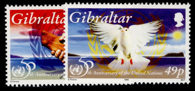 GIBRALTAR QEII SG754-755, 1995 anniv of U.N set, NH MINT. 