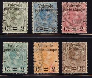 ITALY Scott #58-63, Sassone #50-55, Used, Cat. $250.00