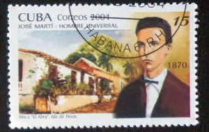 CUBA Sc# 4374  JOSE MARTI Writer & Revolutionary ISLE OF PINES 15c 2004 used cto