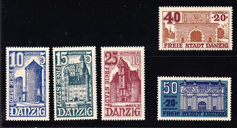 Danzig 1936 Winter Help Semi-Postal complete (5) XF/NH(**)