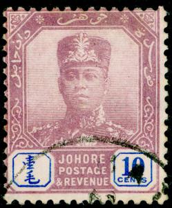 MALAYSIA - Johore SG93, 10c dull purple & blue, FINE USED. WMK MULT CA