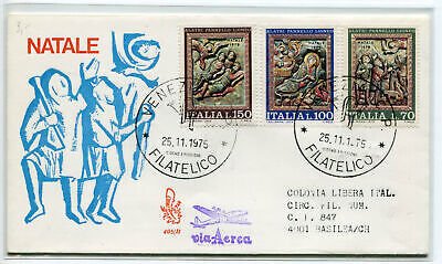 Italy FDC Venetia 1975 Christmas traveled Racc. For abroad