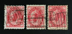 CANADA 1897-98 QV Maple Leaf issue 3c carmine shades Used SG#145 C3696