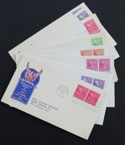 U.S. Used Stamp #839/#851 Prexie Coils Ioor Cachet FIrst Day Covers (10)