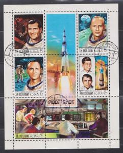 Ras Al Khaima Moon Shot / Space / Kennedy / Apollo Souvenier Sheet CTO