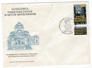 Poland 1993 FDC Stamps Scott 3151 Warsaw Ghetto Uprising Second World War II