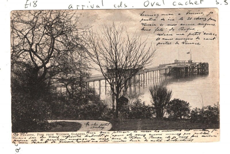GB Wales Card PENARTH PPC *SS TIBOR* Cachet France Rouen 1904{samwells}ZB51 