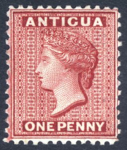 Antigua 1884 1d Carmine Red WmkCA Perf 12 SG 24 Scott 20 VLMM/MVLH Cat £55($73)