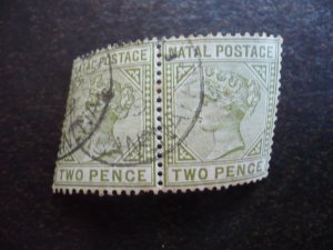 Stamps - Natal - Scott# 74 - Used Pair of  Stamps