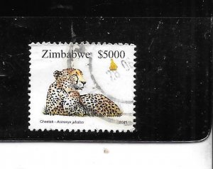 ZIMBABWE SC# 940 2003 $5000 CHEETAH DEFINITIVE POSTALLY USED XF RECENT  STAMP