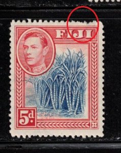 FIJI Scott # 123 MH - KGVI & Sugar Cane With Blue Center - Pulled Perf