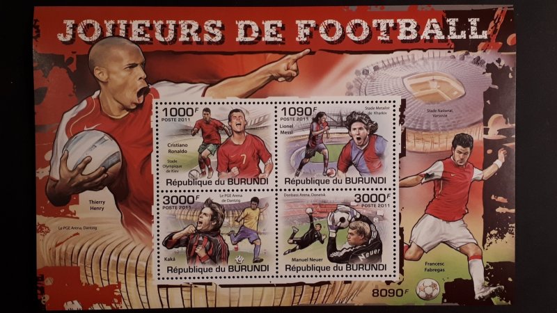 Burundi 2011. - Sport - Football players ** MNH Souvenir sheet (perforated)