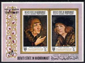 Aden - Qu'aiti 1967 Paintings by Cranach perf m/sheet unm...