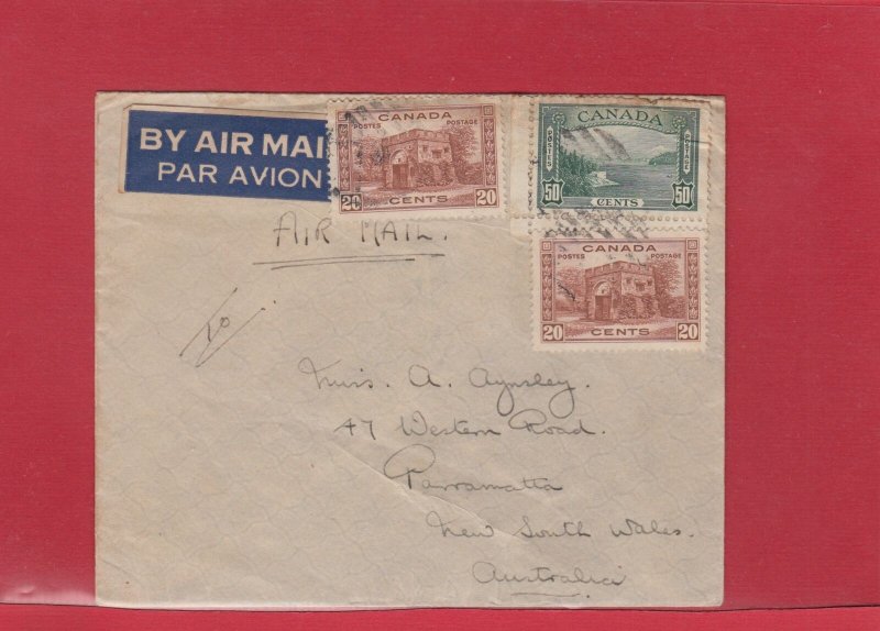 90 cent Trans-Pacific Airmail HMS Ship  censor **AUSTRALIA** CANADA cover