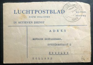 1948 Medan Netherlands Indies Military Hospital Air Letter Cover To Holland