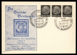 Germany 1937 National Stamp Show Private Postal Card Cover Advertising Ev G99215